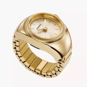 NWT Fossil Watch Ring Two-Hand Gold-Tone Stainless Steel